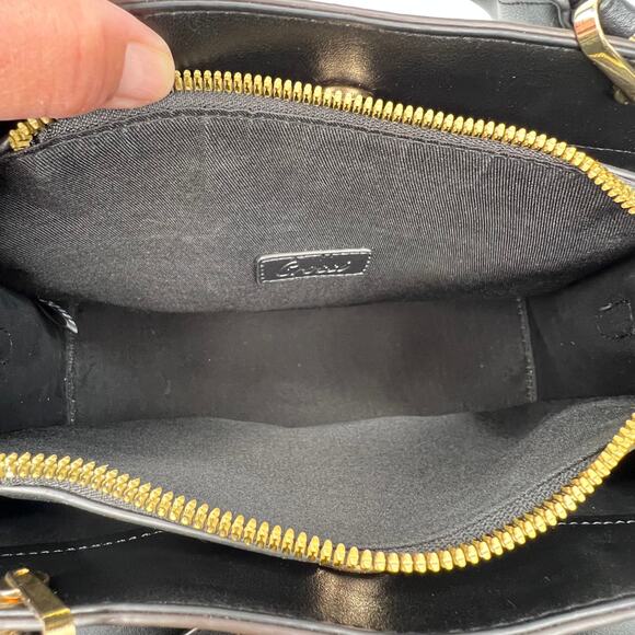 Crossi Black & Brown Bow Bag Textured Faux Leather Purse Designer Satchel Bag - Picture 7 of 12